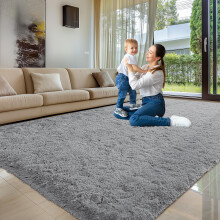 Shaggy Fluffy Grey Rugs 120 x 170 CM Non Slip Area Rug Soft Carpet UK