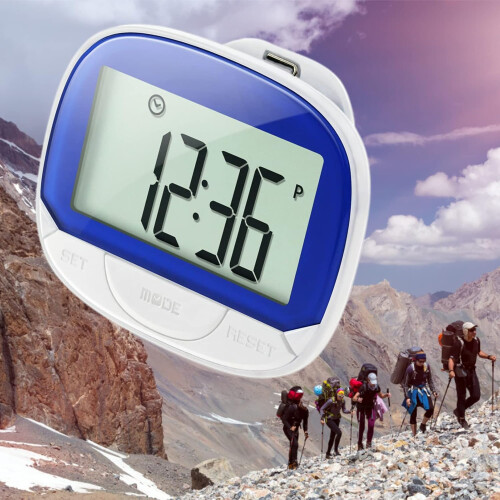 Pocket Pedometer with Large LCD Display for Elderly white / blue Ref: 5883 1
