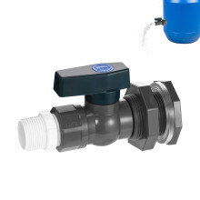 PVC rain butt valves with bulkhead screw connection and hose adapter (3/4 inch) Ref: 6490
