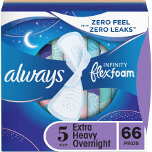 Always Infinity Feminine Pads for Women, Flexfoam Pads with Wings
