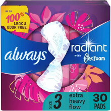 Always Radiant Feminine Pads for Women, Flexfoam Pads
