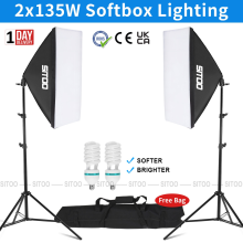 2 X 135W Softbox Lighting Kit Video Photo Soft Box Continuous Light