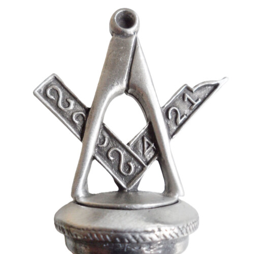 (Add a Gift Pouch) Masonic Square and Compasses Pewter Bottle Stopper 2