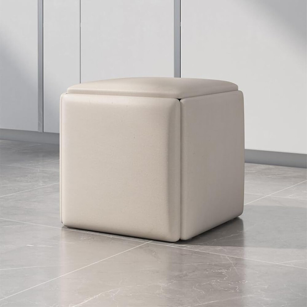 Footstool, 5in1 cube seat with swivel casters, sticky armchair, stool, square leather footstool for living room, bedroom (color: cream) Ref: 4019-image-OPC-PJ5N8HP-NEW