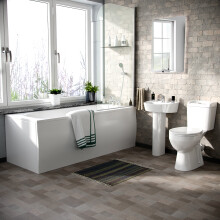 Senore 1700mm Bath and Screen, Basin Vanity Unit & Close Coupled Toilet White