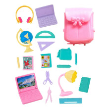 18PCS Doll School Supply for Dolls, Doll House School Supply Includes Doll Backpack Book Rulers Cutter Calculator