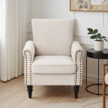 Vintage Upholstered Armchair with Wooden Legs