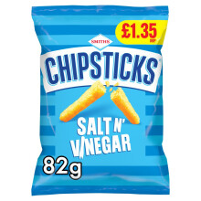 Smiths Chipsticks Salt & Vinegar Crisps PMP 82g (Pack of 8)