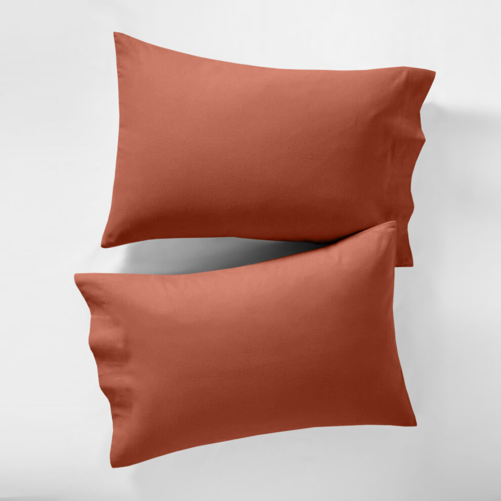 (Rust/Orange, Pillow Case Only) 2-Pack Deep Fitted Sheet 25CM Mattress Bed Sheets-image-OPC-PJ5N5BY-NEW