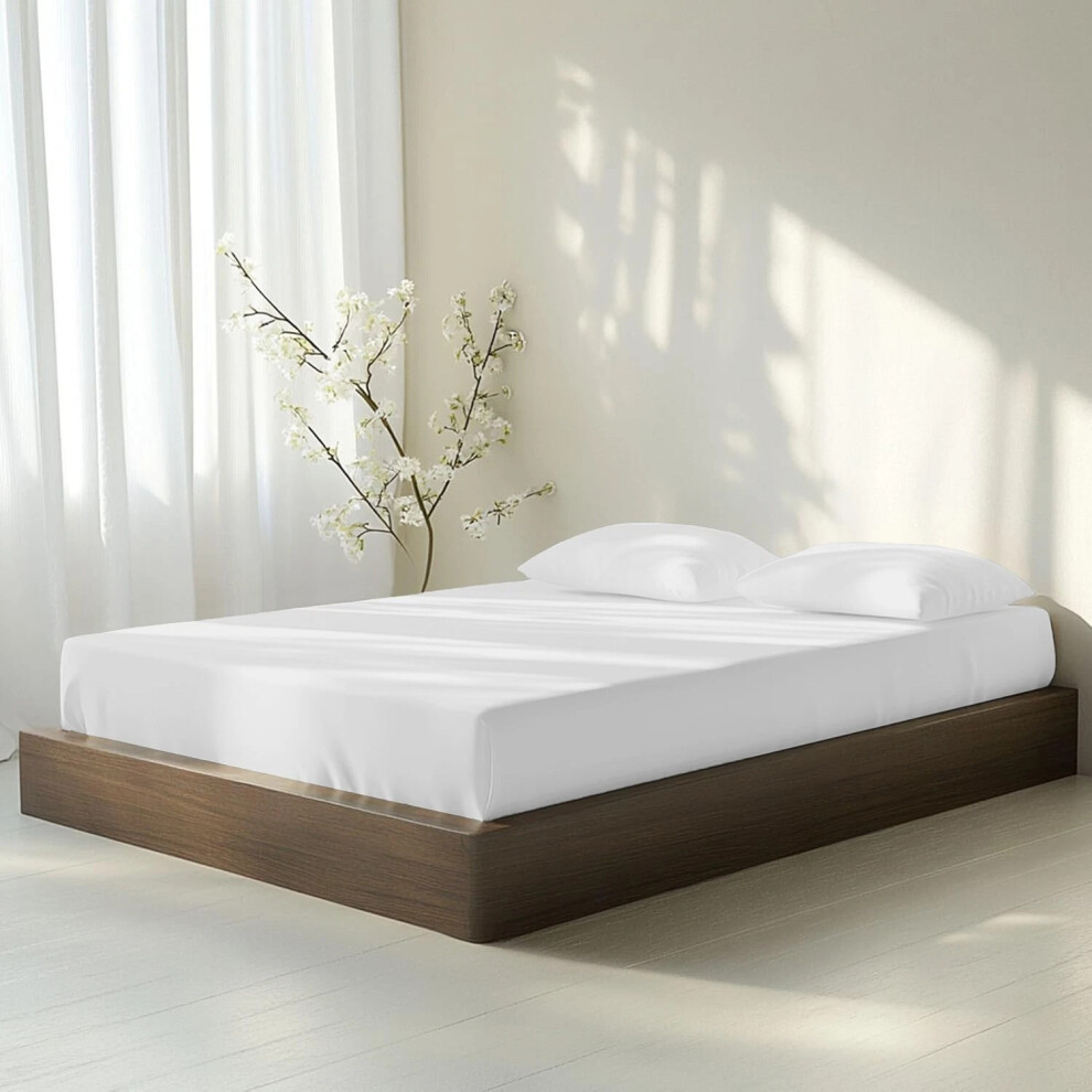 (White, Single (91 x 190cm)) Pack of 2 Fitted Sheets Bed Sheet Single Double King 25cm Elastic Bedsheet-image-OPC-PJ5N2X5-NEW