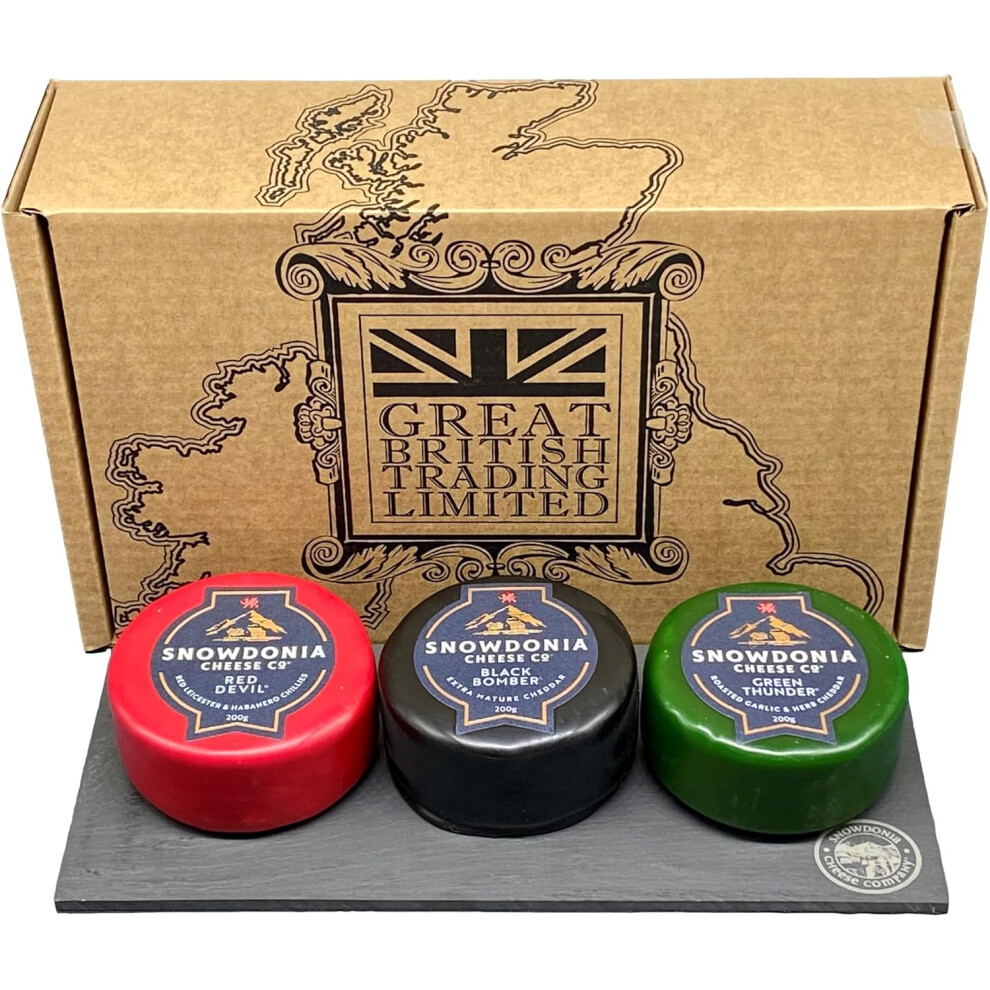 Great British Trading Limited Snowdonia Slate With Classic Trio Of Cheese By Great British Trading