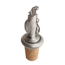 (Add a Gift Pouch) Golf Clubs Bag Caddie Pewter Bottle Stopper