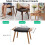 MidCentury Modern Linen Footstool, Wooden Upholstered Stool (H39 cm) 2