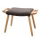MidCentury Modern Linen Footstool, Wooden Upholstered Stool (H39 cm) 1