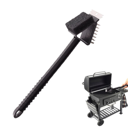 BBQ grill cleaning brush with long handle for iron grill grates