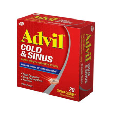 Advil Cold & Sinus Coated Caplets Fast Relief for Nasal Congestion, Headache, Fever & Sinus Pressure - 20s