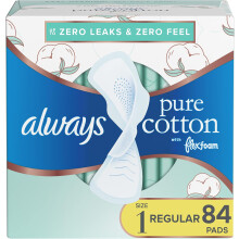 Always Pure Cotton Feminine Pads for Women, FlexFoam Pads