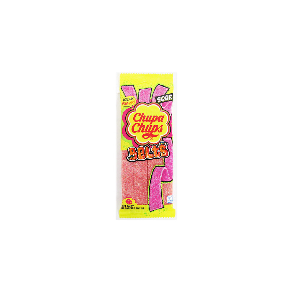 New Chupa Chups Strawberry Belts 90G (Pack Of 18)