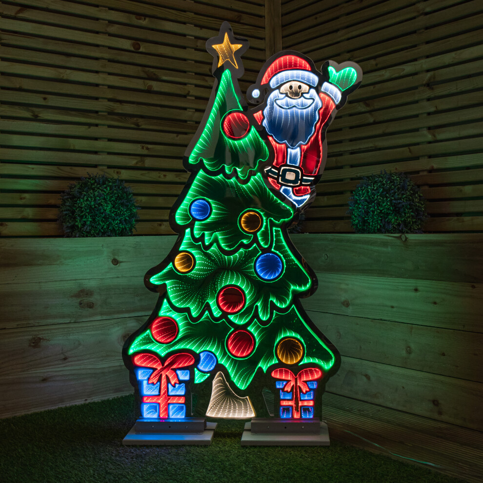 B&Q -  1.2M Light Up Christmas Tree With Santa Infinity Decoration With Multi-Coloured Leds - Image 4