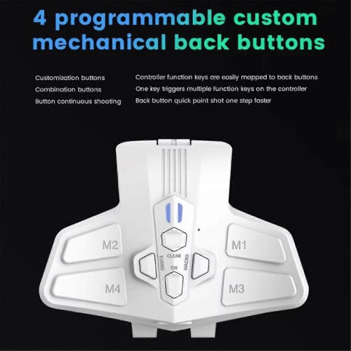 (White) Backplate Programable Remap Kit for PS5 DualSense Gamepad PC Back Buttons with Turbos Macro Function 1