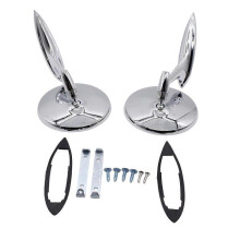 Car Round Bowtie Outside Rearview Mirrors Accessory Ribbed Base for 1962-1965 1964-1965 1963-1964