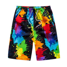 Men's QuickDrying Swimming Shorts Multicoloured Print Loose Beach Shorts Black56