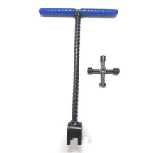 T-Type Water Meter Key Wrench, Heavy Duty Threaded Steel Water Valve Shutoff Tool, Includes 4-Way Ut