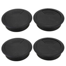 4 Pcs 50mm Diameter Desk Wire Cord Cable Grommets Hole Cover Black