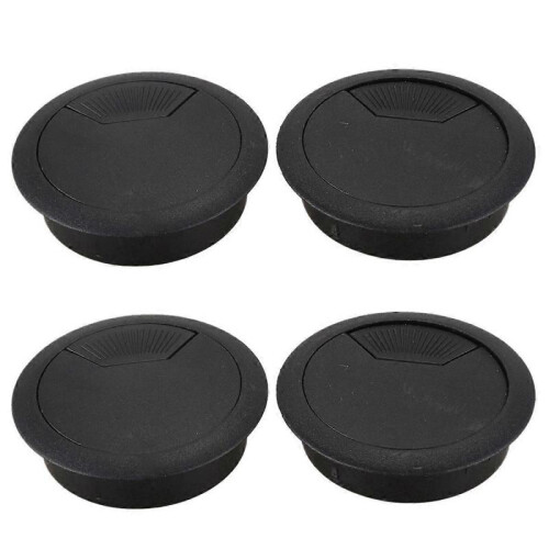 4 Pcs 50mm Diameter Desk Wire Cord Cable Grommets Hole Cover Black