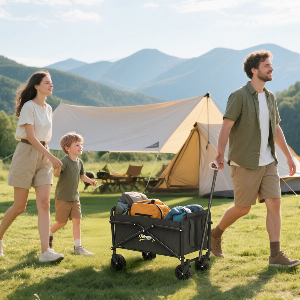Outsunny 41L Festival Trolley, 60Kg Heavy Duty Folding Trolley Cart, Black