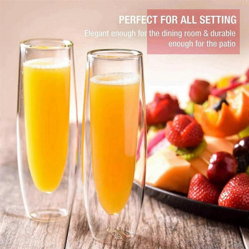 4Pcs Glass Champagne Glasses Double-Layer Handleless Sparkling Glasses High-End Red Wine Glasses Tra 2