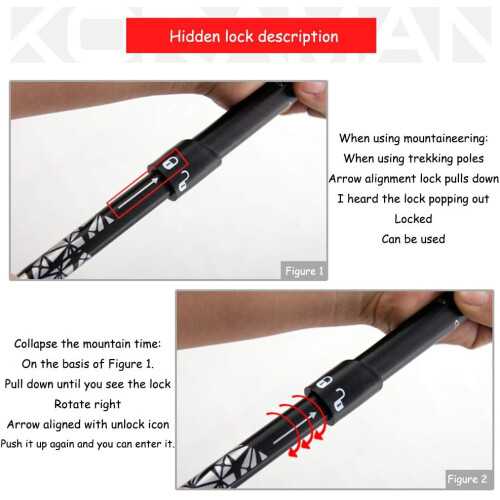 Walking poles 7075 aluminium – foldable, adjustable, ultralight, external locking Ref: 3248 1