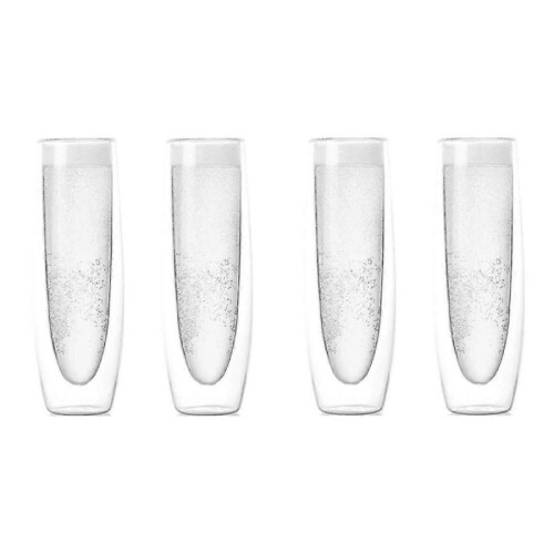 4Pcs Glass Champagne Glasses Double-Layer Handleless Sparkling Glasses High-End Red Wine Glasses Tra