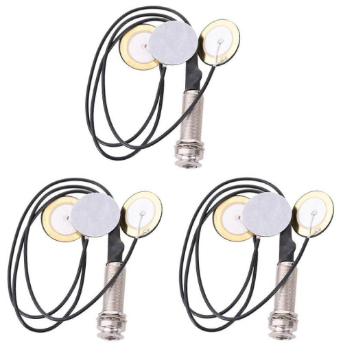 3X Piezo Contact Microphone 3 Transducer Pickups with End Pin Jack for Kalimba