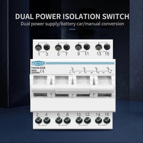 4P 63A 3 Phase Dual Power Manual Transfer Isolating Switch Interlock Circuit Breaker