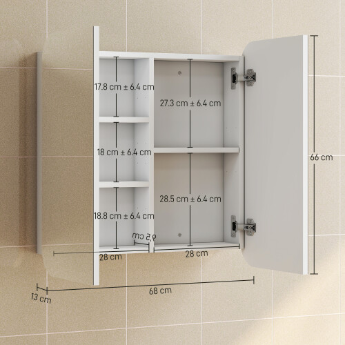 Homcom HOMCOM Arched Bathroom Mirror Cabinet, Wall Mounted Mirrored Cabinet 2