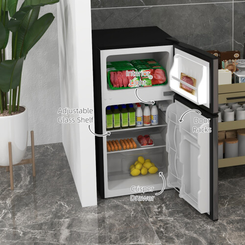 Homcom HOMCOM 88L Small Fridge Freezer with 5-Setting Thermostat, Inner Light 1