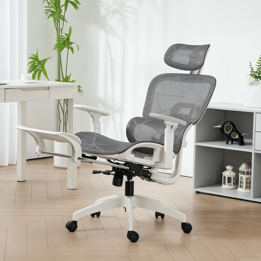 HOMCOM Ergonomic Office Chair Swivel Computer Chair with 3D Armrest Grey - Image 4