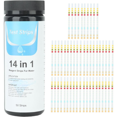 50 Strips 14in1 PH Test Paper for Drinking Water, Pool, Hot Source, Pond 2