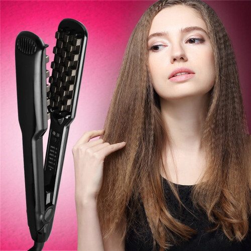 (WHITE) Hair Iron Ceramic 3D Grid Hair Crimper 2