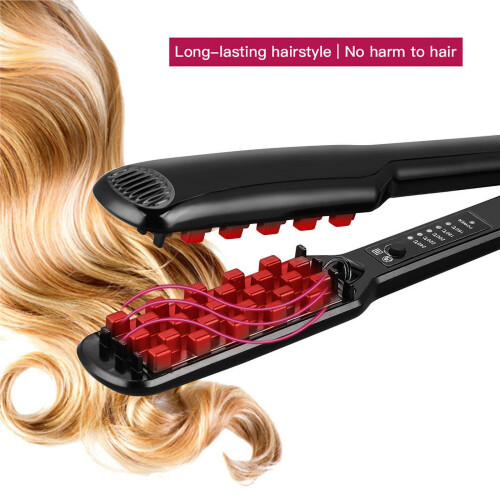 (black) Hair Iron Ceramic 3D Grid Hair Crimper 1