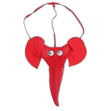 (Red) Elephant Thong Panties in Multi-color with Optional Lingerie Briefs