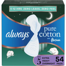 Always Pure Cotton Feminine Pads for Women, FlexFoam Pads