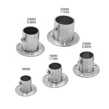 (22mm) Stainless Steel Shower Curtain Bracket with Pipe Support for Flange Holder Suitable for Rods of 16mm to 32mm Diameter