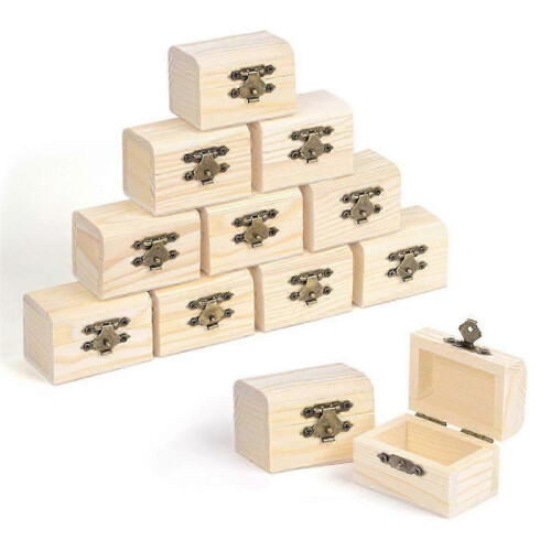 12-Piece Compact Wooden Storage Boxes with Latching Lids