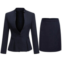(XL, Navy Blue) Women's 2-Piece Stand Collar Solid Color Business Suit - Office Lady Slim Professional Dress Set (Blazer + Skirt)