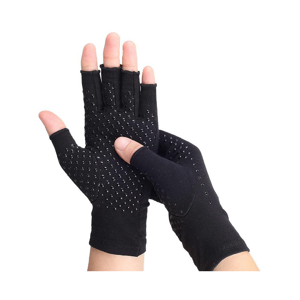 1 Pair Arthritis Compression Gloves Anti Slip Half Finger Gloves Black Ref: 7083-image-OPC-PJ5NKBY-NEW