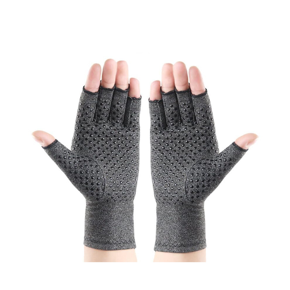 Black 1 Pair Arthritis Compression Gloves Anti Slip Half Finger Gloves Ref: 7059