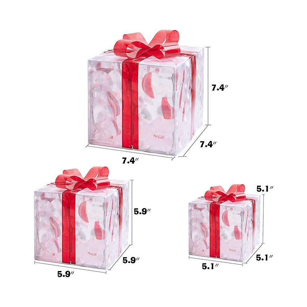 Christmas Glowing Decoration Gift Box Ornament With Bow Christmas Lighting Box Outdoor 3pcs Red-image-OPC-PJ5NKHW-NEW