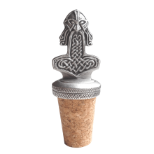 (Add a Gift Pouch) Mjölnir Thor's War Hammer Pewter Bottle Stopper